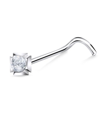 Stone Silver Curved Nose Stud NSKB-629